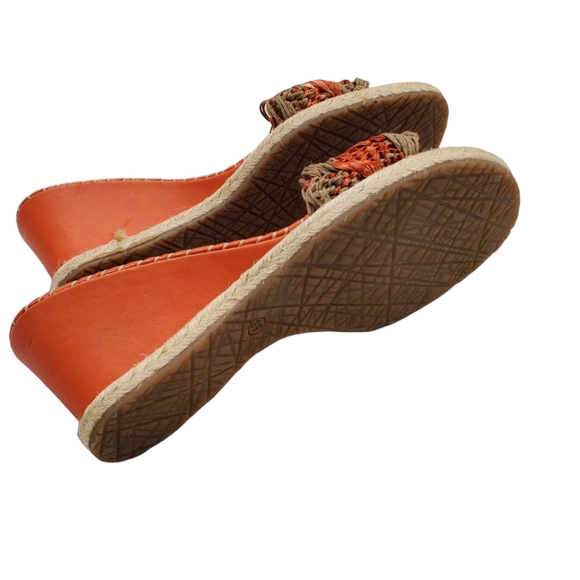 NEW Colin Stuart Orange Rattan Whipstitch Detail Wedge - Picture 7 of 10